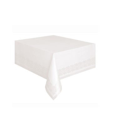 White Solid Rectangular Paper-Poly Table Cover