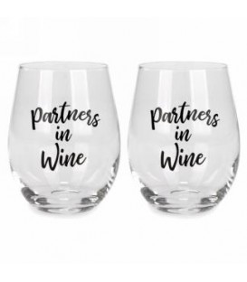 Stemless wine glass set of 2 - Partners in...