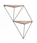 Double triangle shelf in wood and metal 15 x 19 ''