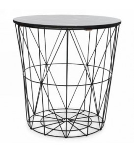 16 x 18 '' white metal basket table with marble style cover