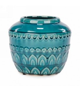 Glossy finish turquoise pot 7.5 x 7.5 ''