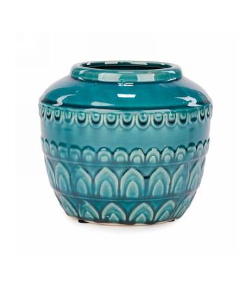 Glossy finish turquoise pot 7.5 x 7.5 ''