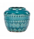 Glossy finish turquoise pot 7.5 x 7.5 ''