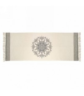 Gray and natural color rug - MANDALA 94 x 35 ''