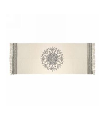 Gray and natural color rug - MANDALA 94 x 35 ''