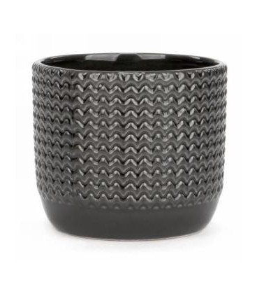 4.5 x 4 '' Dark Gray Wave Ceramic Jar