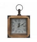 Horloge antique en bois et métal 7 x 9 x 1.5''