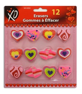 12 gomme à effacer St-Valentin