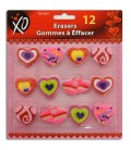 12 Valentine erasers