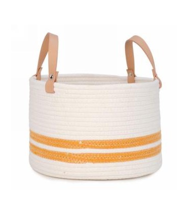 12 X 8 '' Off-White and Yellow Storage Basket