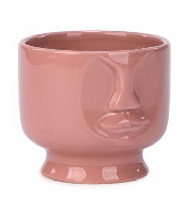 4.5 x 4 '' Pink Face Ceramic Jar