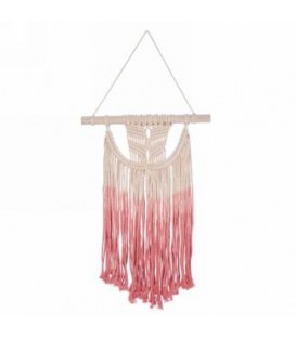 Pink and natural wall macrame 14.5 x 30 ''