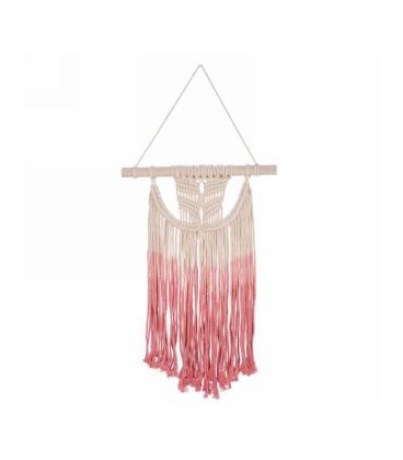 Pink and natural wall macrame 14.5 x 30 ''