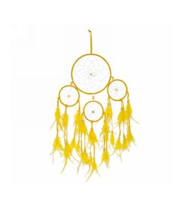 Dreamcatcher with yellow feathers 9 x 20 ''