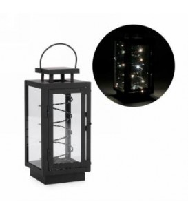 Black metal lantern with coil 4.5 x 4.5 x 11 ''