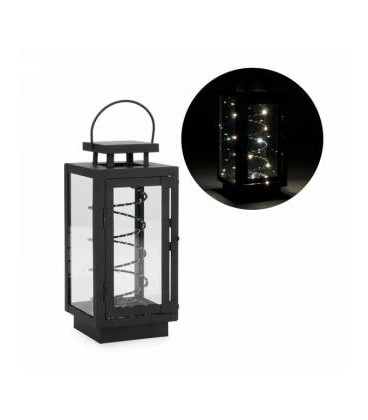 Black metal lantern with coil 4.5 x 4.5 x 11 ''