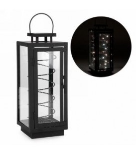Black metal lantern with LED coil 5.5 x 5.5 x 15 ''