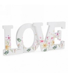 DÉCORATION EN BOIS LOVE FLORAL 11X5''