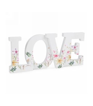 LOVE FLORAL WOODEN DECORATION 11X5''