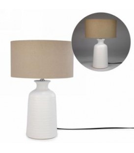 WHITE AND BEIGE TABLE LAMP 13X19''