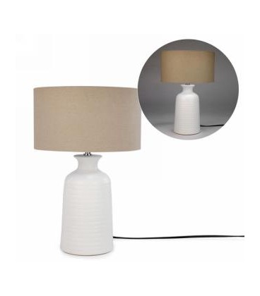 LAMPE DE TABLE BLANCHE ET BEIGE 13X19''