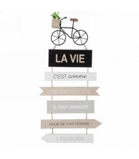 PLAQUE MURALE LA VIE EST UNE BICYCLETTE 11X23''