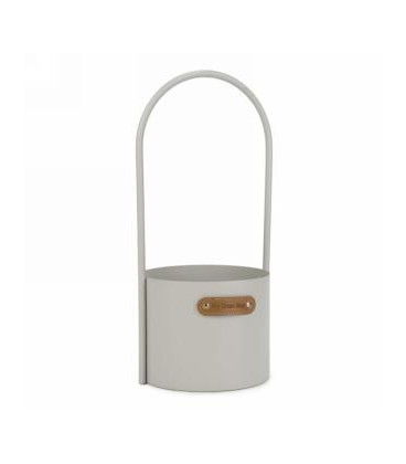 BEIGE METAL POT WITH HANDLE 6X6X14''