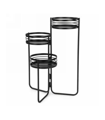 METAL PLANT STAND 3 TIER BLACK 17.5''H