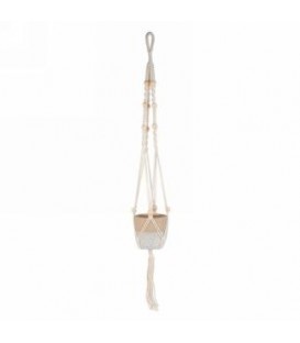 JARDINIERE EN MACRAMÉ NATUREL AVEC BILLES 37''