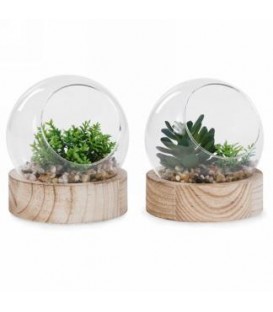 TERRARIUM BOULE BASE EN BOIS 4X5''