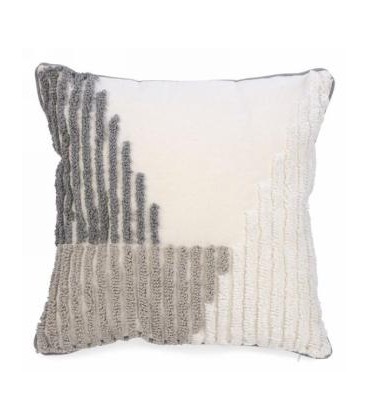 GRAY AND TAUPE CUSHION 17X17''