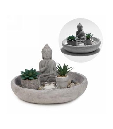 PLATEAU BOUDDHA EN CIMENT 10''D