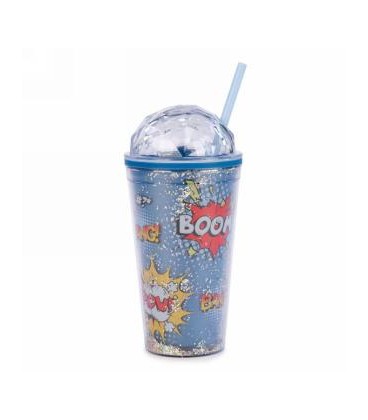 GLASS WITH DOME AND BOOM POW STRAW