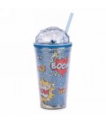 GLASS WITH DOME AND BOOM POW STRAW