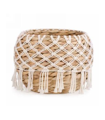 NATURAL BASKET WITH FRINGE 13X9''