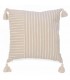 TASSEL CUSHION WITH BROWN LINE 17X17''