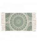 TAPIS À MOTIF VERT AVEC DES FRANGES 35X24''