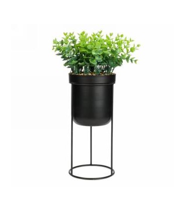 PLANTE ARTIFICIELLE EN POT NOIR AVEC SON SUPPORT 12''