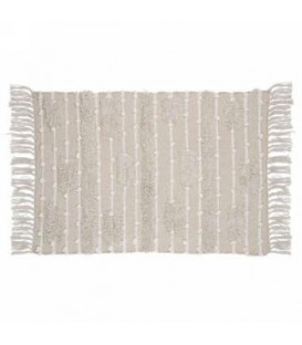 TAPIS BEIGE ET BLANC AVEC FRANGE