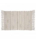 BEIGE AND WHITE RUG WITH FRINGE