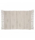 TAPIS BEIGE ET BLANC AVEC FRANGE