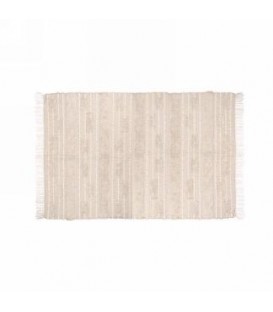 TAPIS BEIGE ET BLANC AVEC FRANGE 48X76''