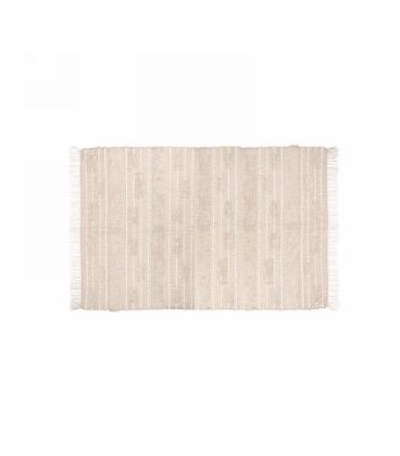 TAPIS BEIGE ET BLANC AVEC FRANGE 48X76''