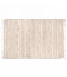 BEIGE AND WHITE RUG WITH FRINGE 60X102''