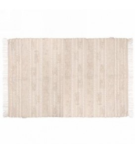 TAPIS BEIGE ET BLANC AVEC FRANGE 60X102''