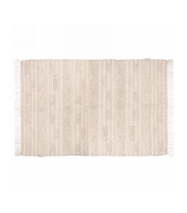 BEIGE AND WHITE RUG WITH FRINGE 60X102''