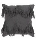 DARK GRAY CUSHION WITH FRINGE 17X17''