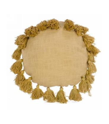 ROUND CUSHION WITH TASSELS 15''D