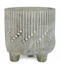 GREEN TEXTURED VASE ON STAND 7''