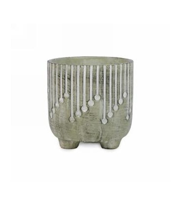 GREEN TEXTURED VASE ON STAND 5''